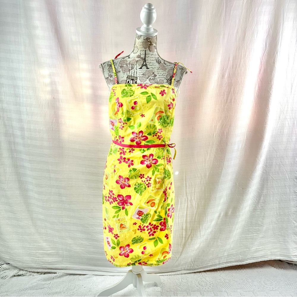 Y2K Lilly-like Sundress Yellow Fruit Print by Tahiti Reef Club Size XL